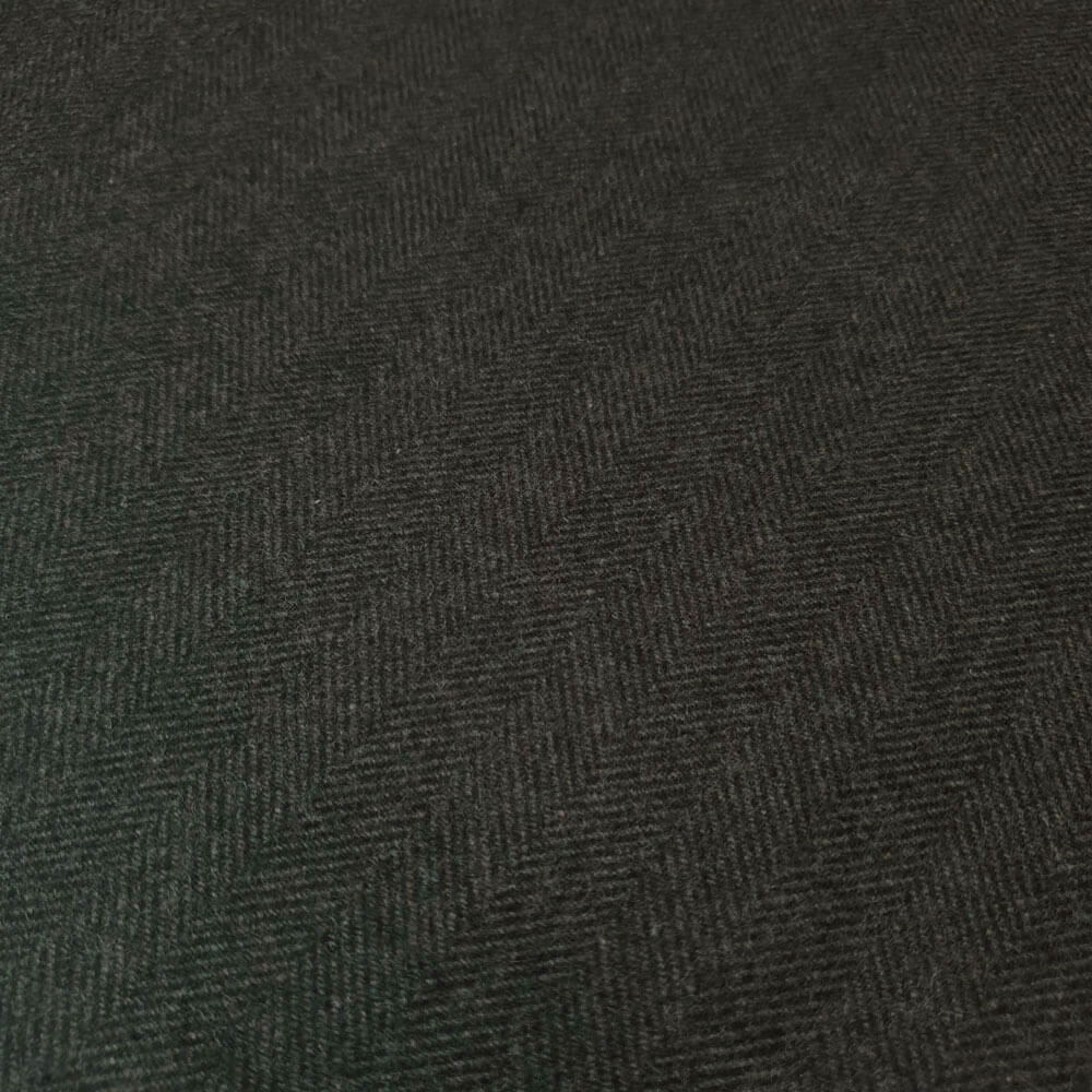 Amal - Wol Tweed Visgraat - Zwart-Mos