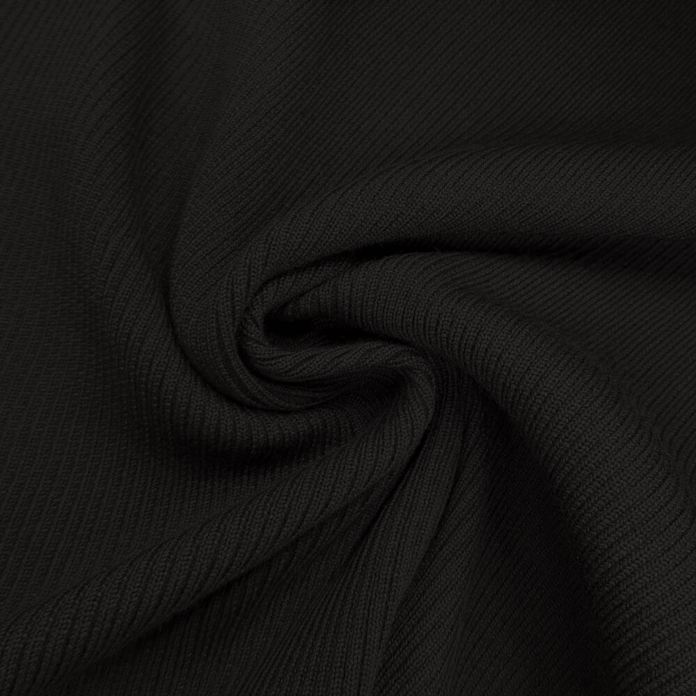 Viola - Gebreide tailleband - Gecolleteerde stof – Zwart – per 10cm
